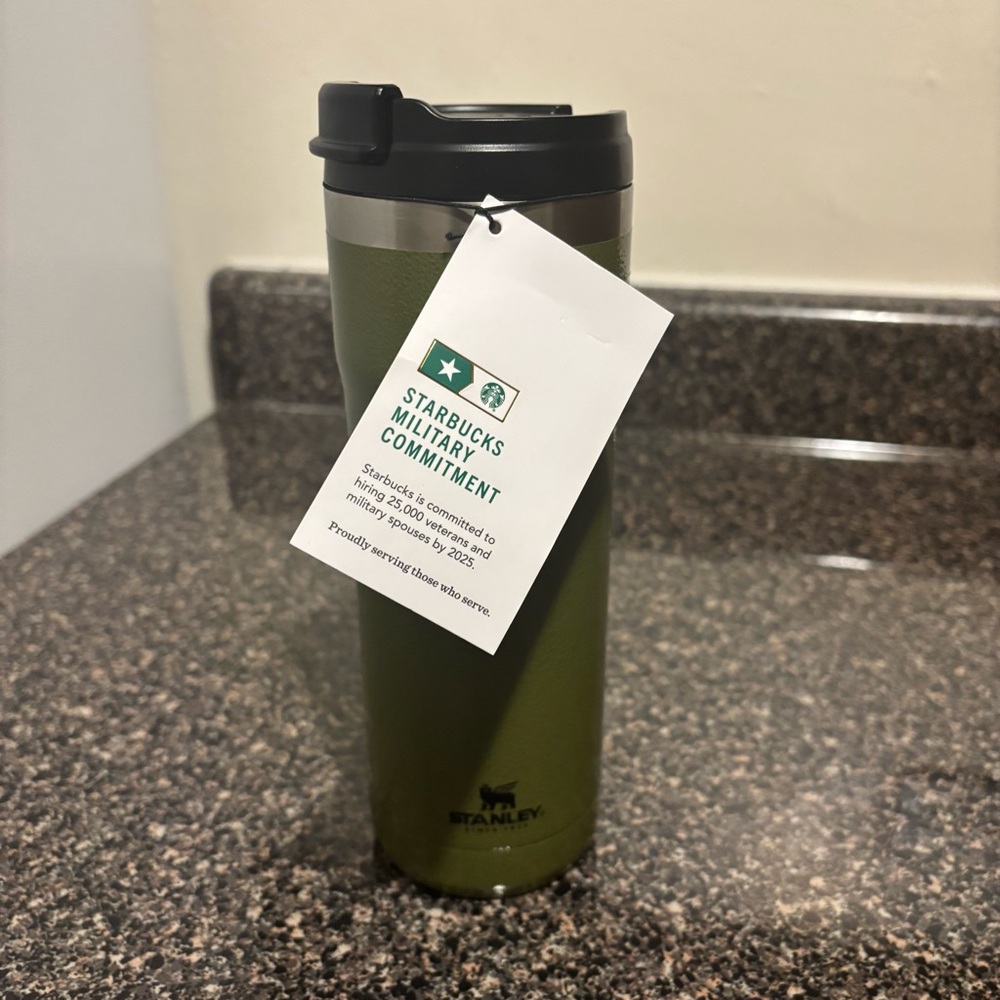 NEW STANLEY Starbucks Military Commitment 20oz Tumbler Mug HTF NWT Army Green